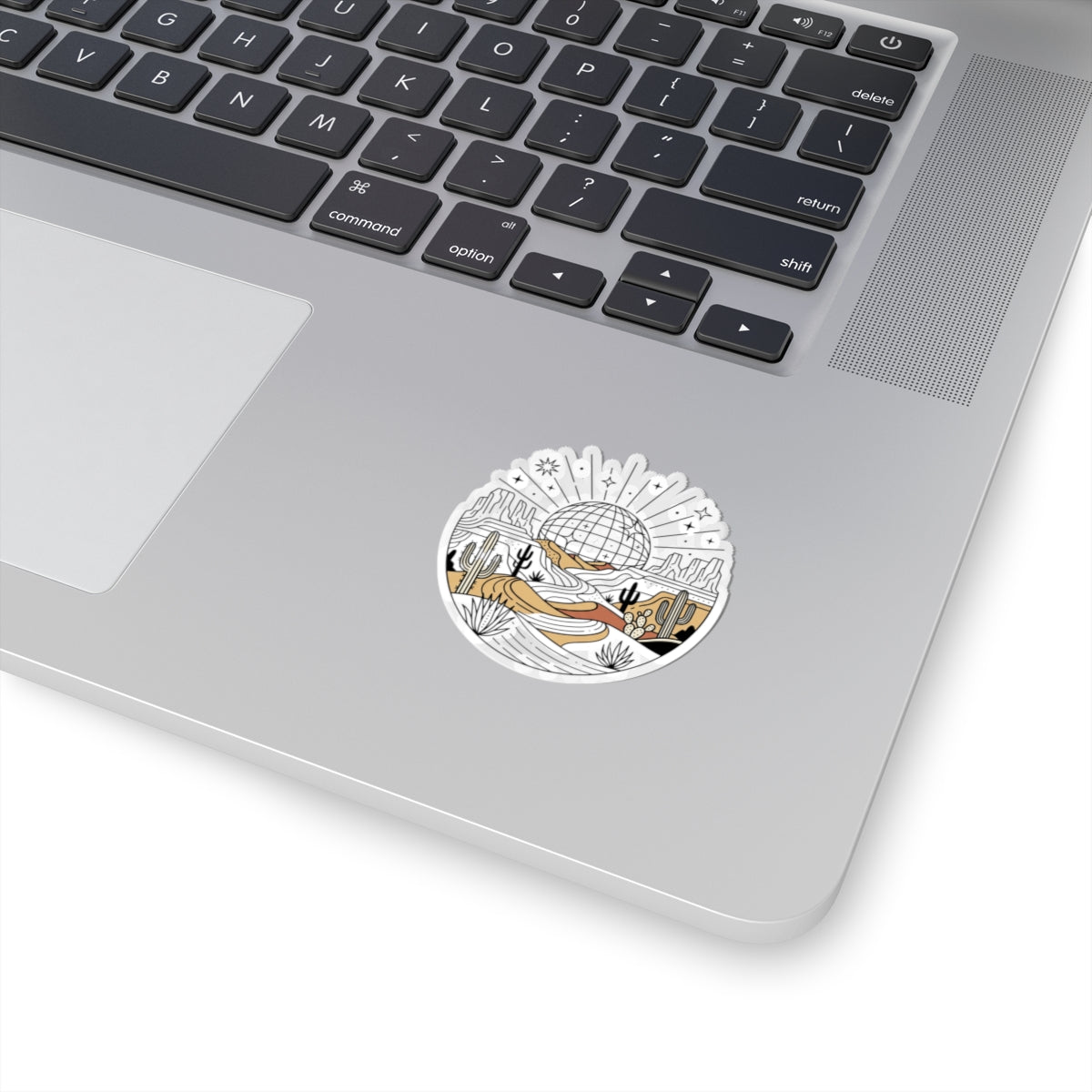 Desert Disco Sticker — Retro Desert Landscape Kiss-Cut Sticker