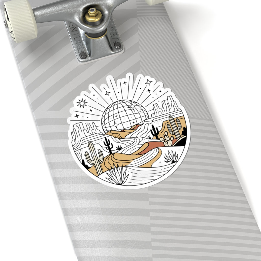 Desert Disco Sticker — Retro Desert Landscape Kiss-Cut Sticker