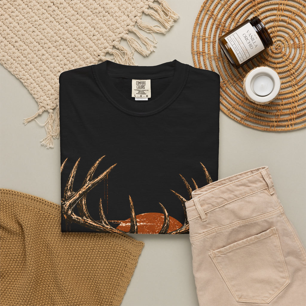 Deer Sunset T-Shirt — Vintage Elk Mountain Graphic Tee