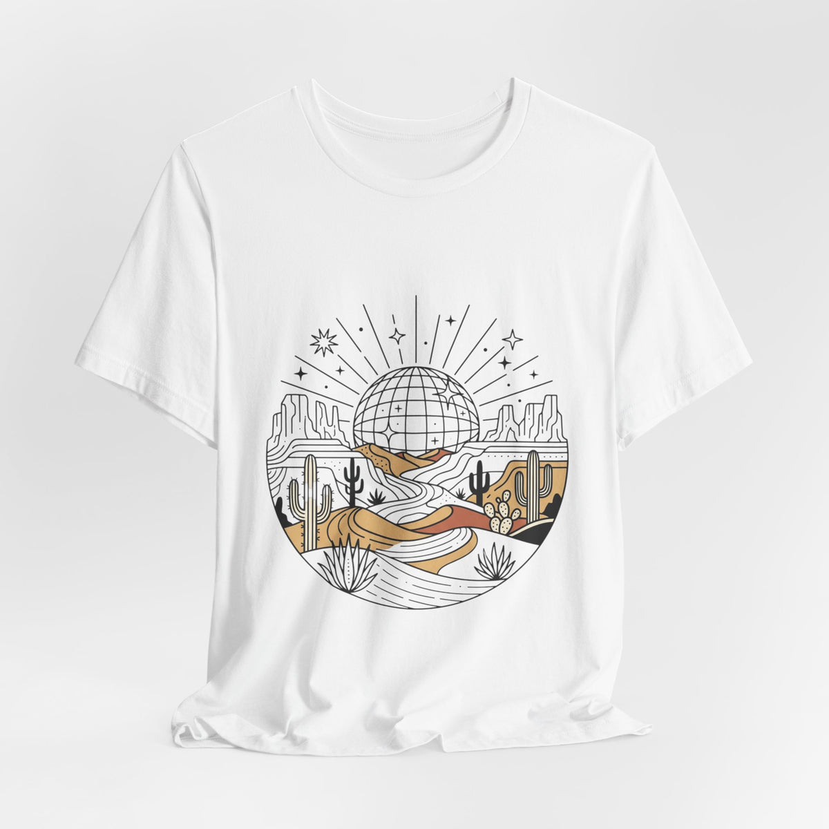 Desert Disco Tee — Retro Sunset Cactus Graphic T-Shirt