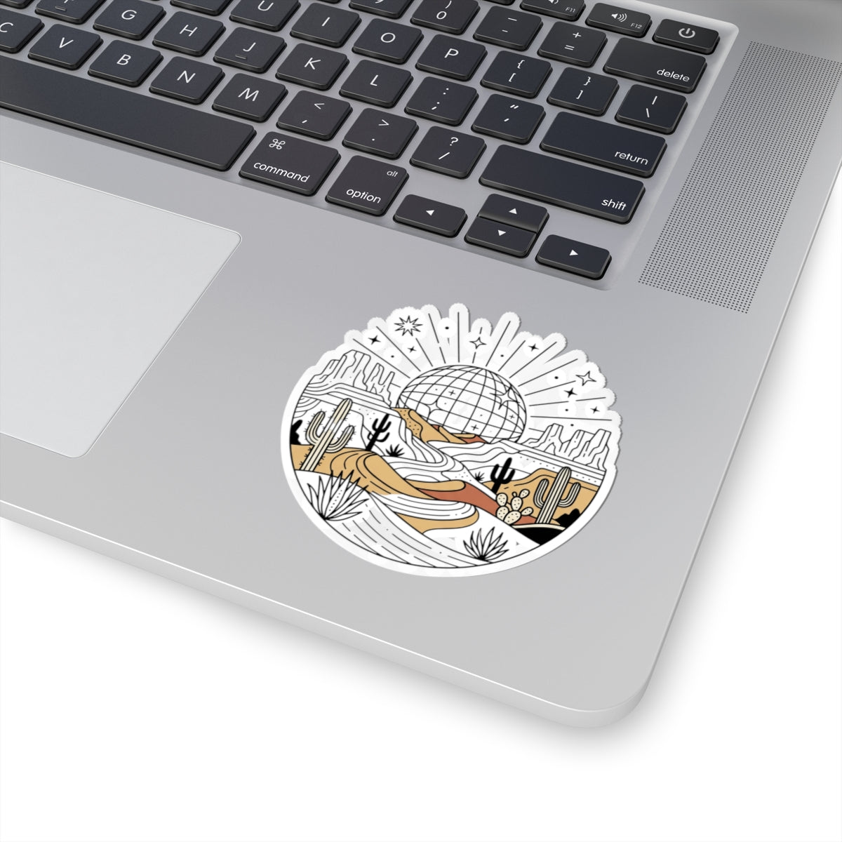 Desert Disco Sticker — Retro Desert Landscape Kiss-Cut Sticker